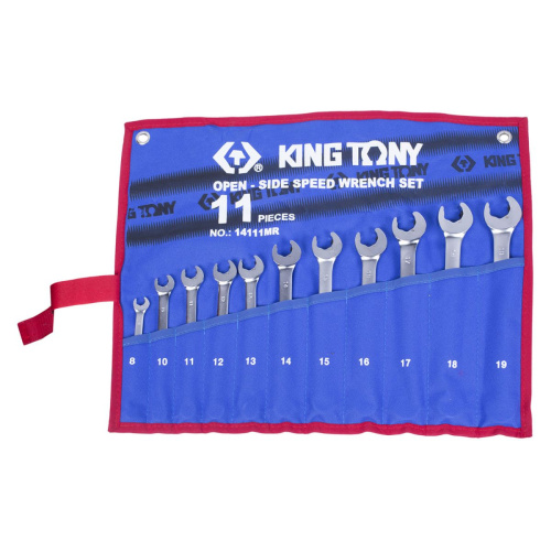 Набор комбинированных трещоточных ключей, 8-19 мм, чехол из теторона, 11 предметов KING TONY