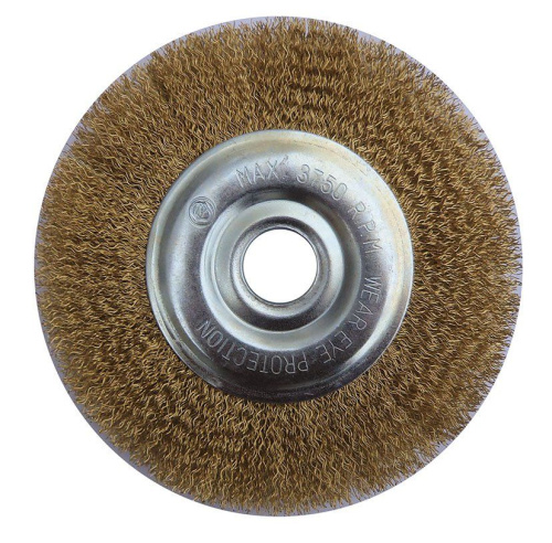 Щетка-крацовка дисковая, латунированная стальная проволока, посадочный d=22,2 мм, 175мм, РемоКолор
