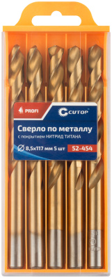 Сверло по металлу Cutop Profi с титановым покрытием, 8,5х117 мм (5 шт)