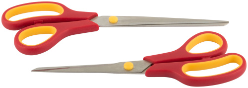 Ножницы бытовые нержавеющие, прорезиненные ручки, толщина лезвия 1,5 мм, набор 2 шт., 215 мм и 240 м