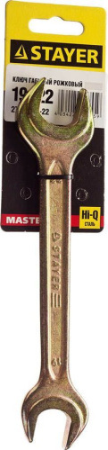 Рожковый гаечный ключ 19 x 22 мм,  STAYER