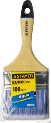 Кисть плоская STAYER "EURO", "AQUA", искусств щетина, деревян ручка, 4"/100 мм