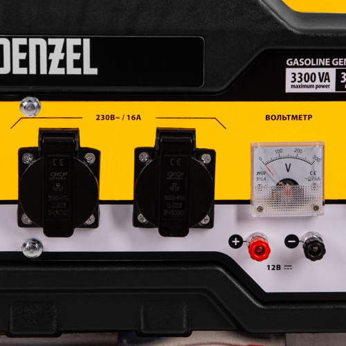 Генератор бензиновый PS-33E, 3,3 кВт, 230В, 15 л, электростартер Denzel