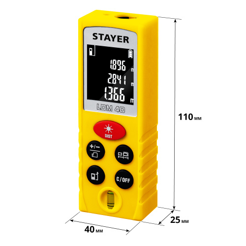 Дальномер лазерный, "LDM-30", дальность 30 м, 5 функций, STAYER Professional