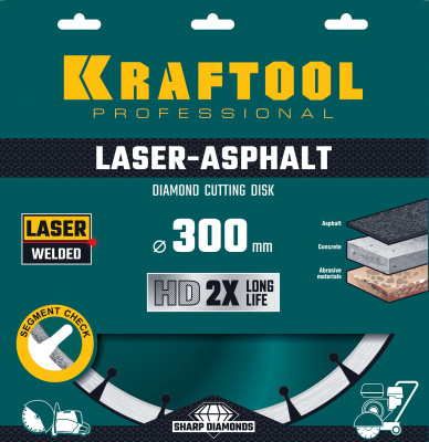 Диск алмазный отрезной по асфальту, KRAFTOOL LASER-ASPHALT 300 мм