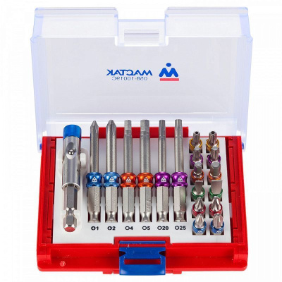 Набор вставок (бит) 1/4", TORX, HEX, PZ, PH, SLOT, 19 предметов МАСТАК