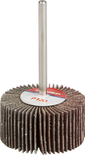 Круг шлифовальный ЗУБР "МАСТЕР" веерный лепестковый, на шпильке, тип КЛО, P120,15х30 мм 