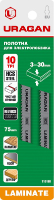 Полотна URAGAN, T101BR, HCS, по дереву, фанере, ламинату, обратн. рез, T-хвост., шаг 2,5мм, 100/75мм