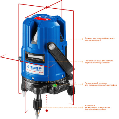 Нивелир лазерный линейный "Крест-55", ЗУБР Профессионал 34904