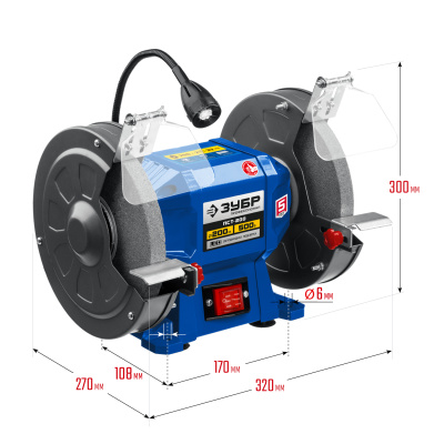 Профессиональный заточной станок ПСТ-200, d200 мм, 500 Вт ЗУБР 