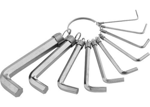 Набор ключей имбусовых HEX, 1,5–10 мм, CrV, 10шт.,никелированный, на кольце Sparta