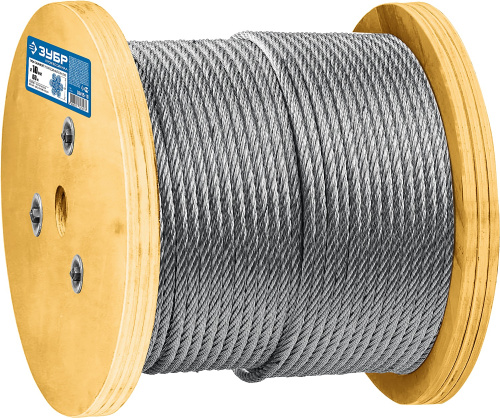 Трос грузоподъемный стальной, оцинкованный, DIN 3060, d=10 мм, L=60 м, ЗУБР Профессионал