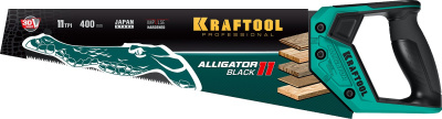 Ножовка для точного реза "Alligator BLACK 11", 400 мм, 11 TPI 3D зуб, KRAFTOOL