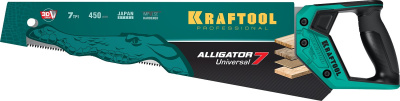 Ножовка универсальная "Alligator Universal 7", 450 мм, 7 TPI 3D зуб, KRAFTOOL