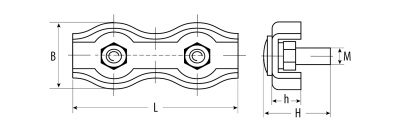 Зажим троса двойной, 5мм, 2 шт, оцинкованный, ЗУБР