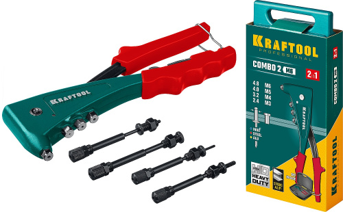 Комбинированный заклепочник в кейсе KRAFTOOL Combo2-M6