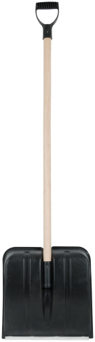 Лопата для уборки снега пластиковая, деревянный черенок 380х365х1320 мм