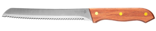 Нож LEGIONER "GERMANICA" хлебный с деревянной ручкой, нерж лезвие 200 мм