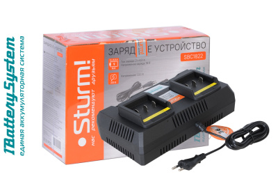 SBC1822 зарядное устройство Sturm 1BatterySystem 18 В, 2 x 4 А для двух батарей