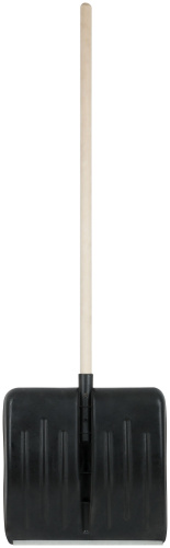 Лопата для уборки снега №1 пластиковая, деревянный черенок 430х435x1430 мм