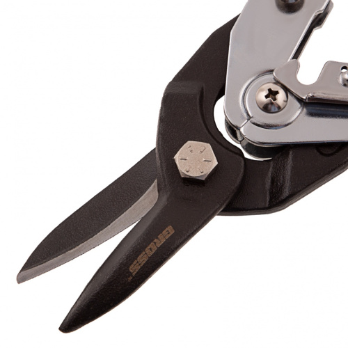 Ножницы по металлу"PIRANHA"усиленные,255 мм,прямой рез,сталь-СrMo,двухкомпонентные рукоятки Gross