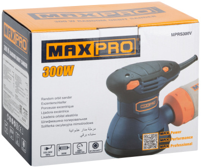 MAX-PRO Шлифмашина эксцентриковая 300 Вт, 5000-12000об/мин, 125мм, 1,2 кг, пылезащищенный выключател