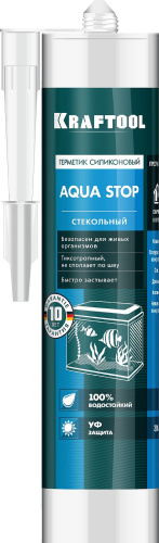 Герметик KRAFTOOL KRAFTSeal GX107 "AQUA STOP" силиконовый стекольный, прозрачный, 300 мл