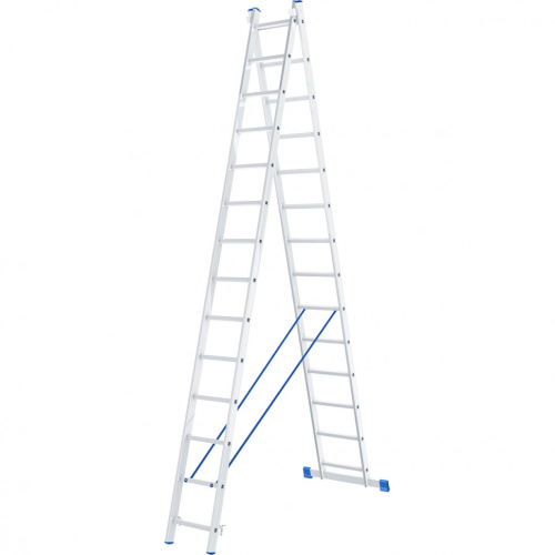 Лестница, 2 х 14 ступеней, алюминиевая, двухсекционная, Россия Сибртех