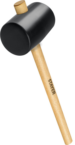 Киянка STAYER резиновая черная с деревянной ручкой, 900г