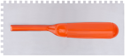 Гладилка стальная с пластиковой ручкой, 280х130 мм зубчатая, зуб  6х6 мм