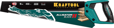 Ножовка для точного реза "Alligator BLACK 11", 450 мм, 11 TPI 3D зуб, KRAFTOOL