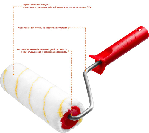 Валик малярный POLYTEX Pro, 180 мм, 48 мм, ворс 12 мм, ручка 8 мм, MIRAX