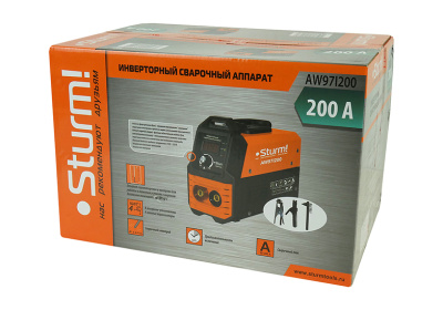 AW97I200  Сварочный инвертор Sturm, 200А, ПВ 60%, 170-250В, HotStart/AntiStick/ArcForce