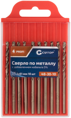 Сверло по металлу Cutop Profi с кобальтом 5%, 3 x 61 мм (10 шт)