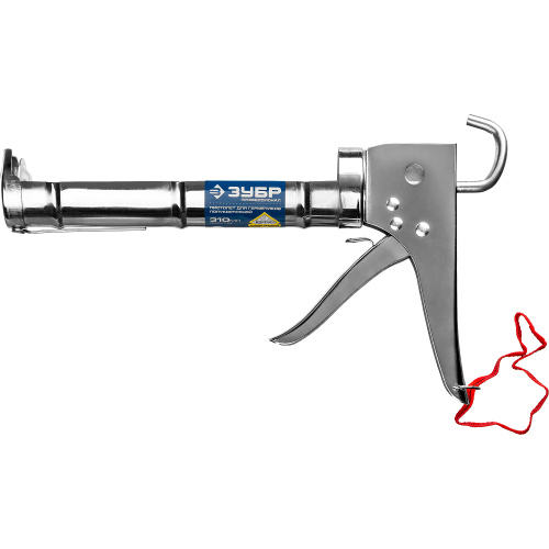Пистолет для герметика ЗУБР "ПРОФЕССИОНАЛ" полукорпусной, хромированный, зубчатый шток, 310 мл