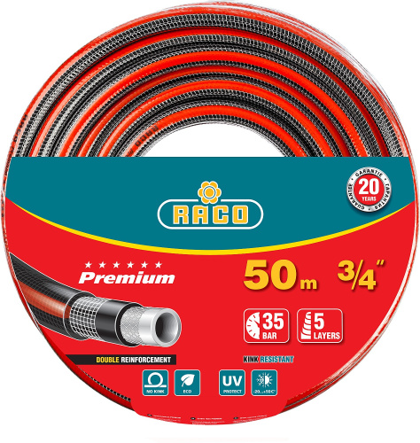 Поливочный армированный 5-ти слойный шланг Raco PREMIUM 3/4"x50м 40300-3/4-50_z01