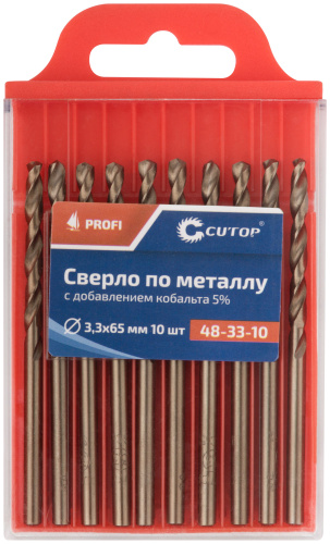 Сверло по металлу Cutop Profi с кобальтом 5%, 3,3 x 65 мм (10 шт)