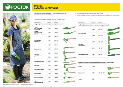 Совок посадочный, РОСТОК 421422, с металлической ручкой, узкий, 114x50x260 мм