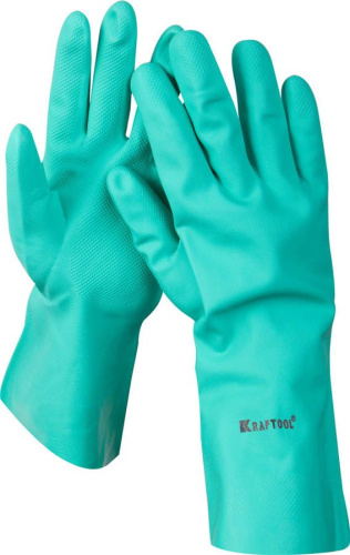 Перчатки KRAFTOOL маслобензостойкие, нитриловые, повышенной прочности, с х/б напылением, размер XL