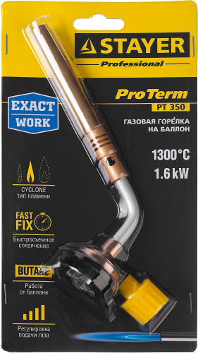 Газовая горелка "ProTerm" на баллон, STAYER "PROFESSIONAL" 55586, 1300С