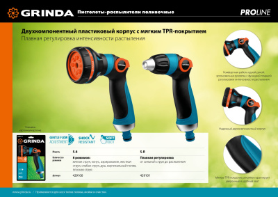 Поливочный пистолет с плавной регулировкой напора GRINDA PROLine S-R 429101