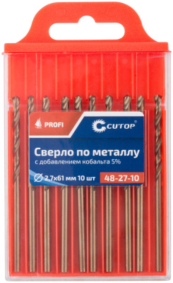 Сверло по металлу Cutop Profi с кобальтом 5%, 2,7 x 61 мм (10 шт)