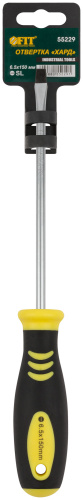 Отвертка "Хард", CrV сталь, прорезиненная черно-желтая ручка 6,5х150 мм SL