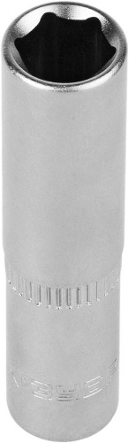 Головка торцовая ЗУБР "МАСТЕР" (1/4"), удлиненная, Cr-V, FLANK, хроматированное покрытие, 8 мм