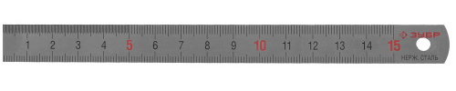 Линейка ЗУБР нержавеющая, узкая, двусторонняя, непрерывная шкала 1/2мм, длина 0,15 м, толщина 0,5 мм
