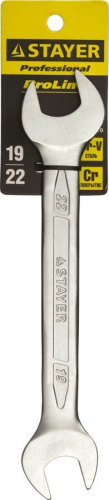 Рожковый гаечный ключ 19 x 22 мм, STAYER