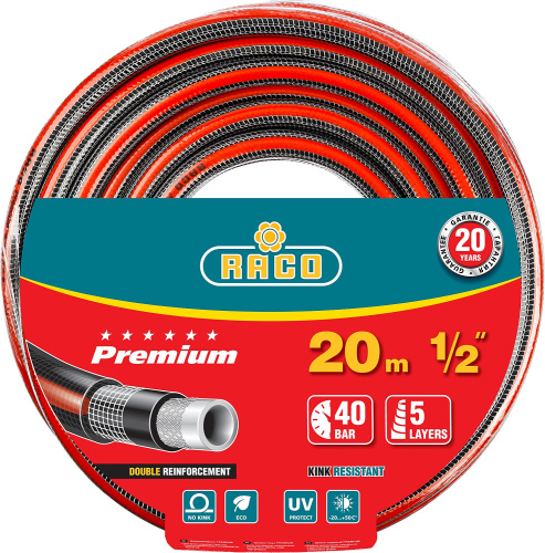 Поливочный армированный 5-ти слойный шланг Raco PREMIUM 1/2"x20м 40300-1/2-20_z01